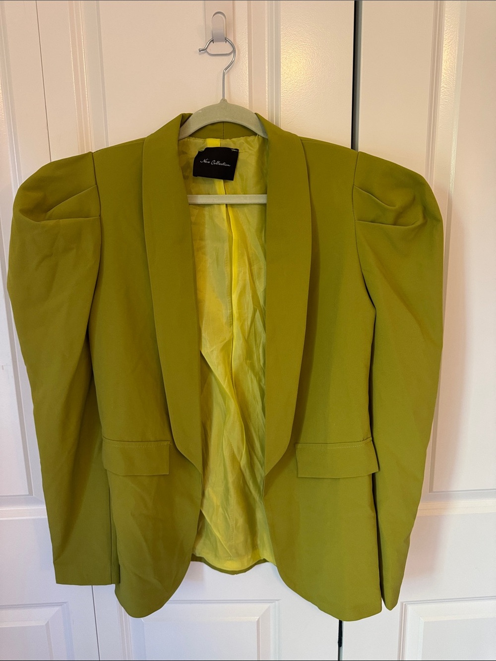 Nasty Gal Olive Green Puff-Sleeve Blazer